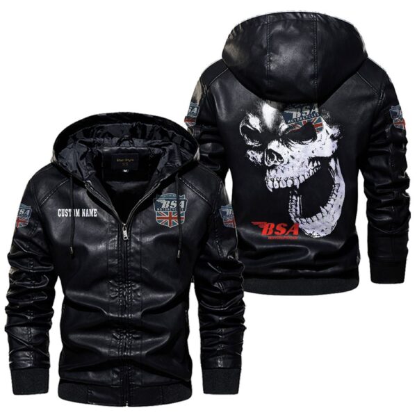 Custom Name Bsa Skull Leather Jacket - Personalized Logo Car Motorcycle Model - Image 5