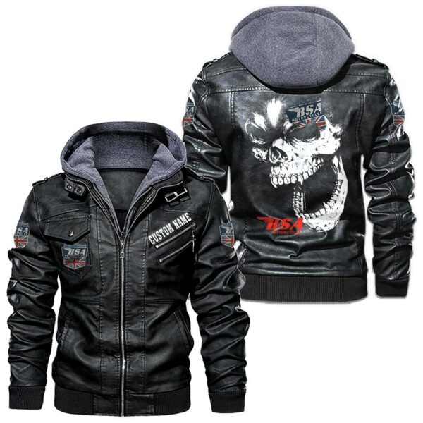 Custom Name Bsa Skull Leather Jacket - Personalized Logo Car Motorcycle Model