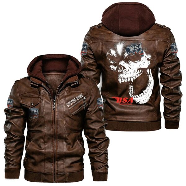 Custom Name Bsa Skull Leather Jacket - Personalized Logo Car Motorcycle Model - Image 2