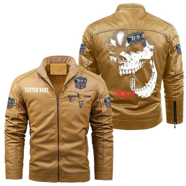 Custom Name Bsa Skull Leather Jacket - Personalized Logo Car Motorcycle Model - Image 10