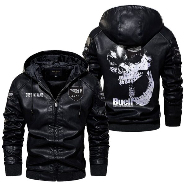 Custom Name Buell Motorcycles Skull Leather Jacket - Personalized Logo Car Motorcycle Model - Image 5