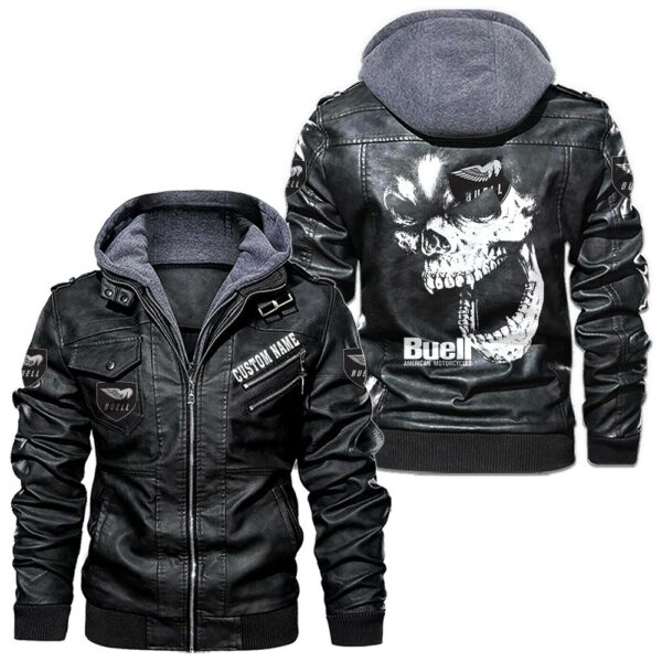 Custom Name Buell Motorcycles Skull Leather Jacket - Personalized Logo Car Motorcycle Model