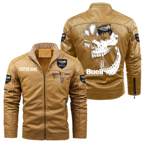 Custom Name Buell Motorcycles Skull Leather Jacket - Personalized Logo Car Motorcycle Model - Image 10