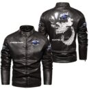 Custom Name Datsun Skull Leather Jacket - Personalized Logo Car Motorcycle Model