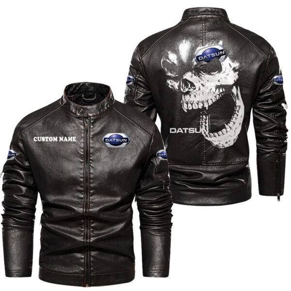 Custom Name Datsun Skull Leather Jacket - Personalized Logo Car Motorcycle Model - Image 3