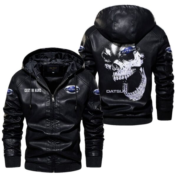 Custom Name Datsun Skull Leather Jacket - Personalized Logo Car Motorcycle Model - Image 5