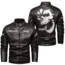 Custom Name Evinrude Outboard Motors Skull Leather Jacket - Personalized Logo Car Motorcycle Model