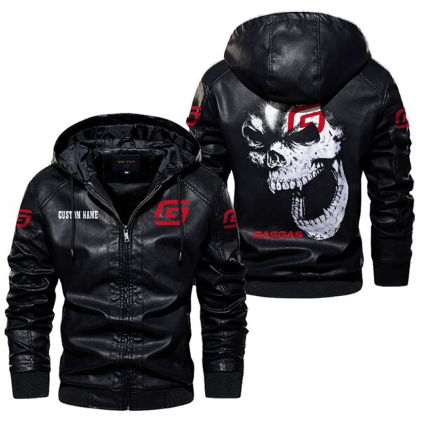 Custom Name Gas Gas Skull Leather Jacket - Personalized Logo Car Motorcycle Model - Image 5