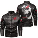 Custom Name Honda Motor Skull Leather Jacket - Personalized Logo Car Motorcycle Model