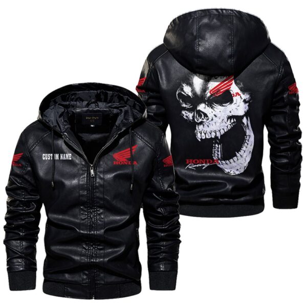 Custom Name Honda Motor Skull Leather Jacket - Personalized Logo Car Motorcycle Model - Image 5