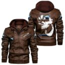 Custom Name Husaberg Skull Leather Jacket - Personalized Logo Car Motorcycle Model