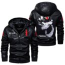 Custom Name International Harvester Skull Leather Jacket - Personalized Logo Car Motorcycle Model