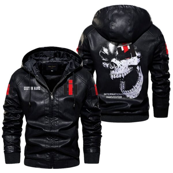 Custom Name International Harvester Skull Leather Jacket - Personalized Logo Car Motorcycle Model - Image 5