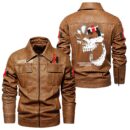Custom Name International Harvester Skull Leather Jacket - Personalized Logo Car Motorcycle Model