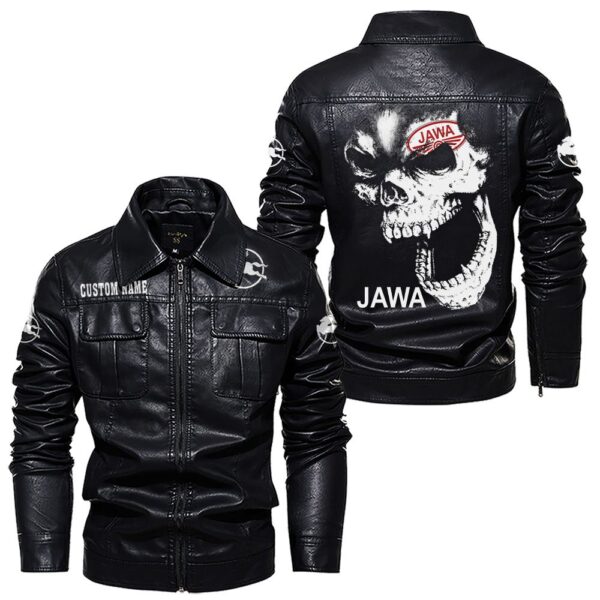 Custom Name Iveco Skull Leather Jacket - Personalized Logo Car Motorcycle Model - Image 7