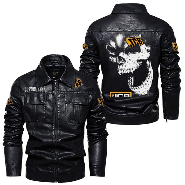 Custom Name Jcb Skull Leather Jacket - Personalized Logo Car Motorcycle Model - Image 7