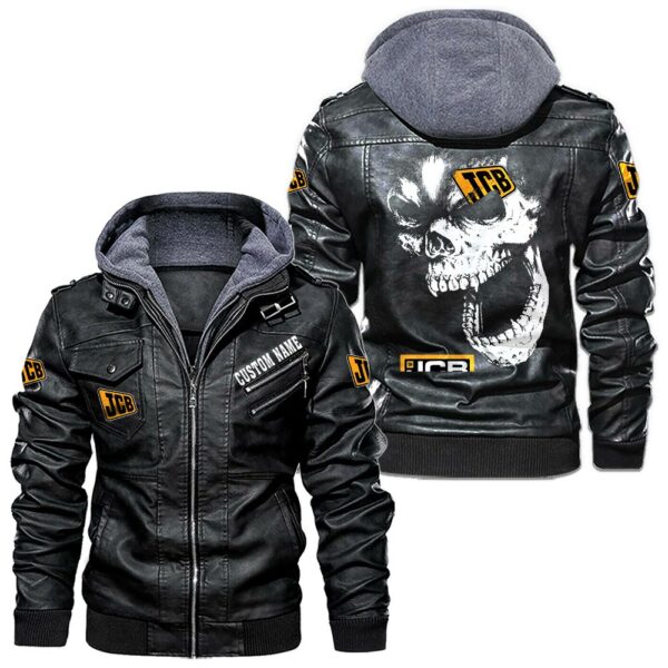 Custom Name Jcb Skull Leather Jacket - Personalized Logo Car Motorcycle Model