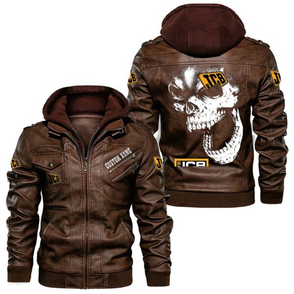 Custom Name Jcb Skull Leather Jacket - Personalized Logo Car Motorcycle Model - Image 2