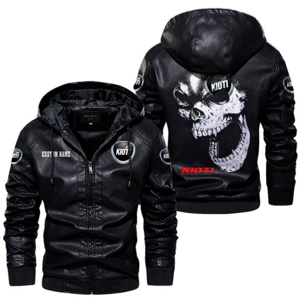 Custom Name Kioti Skull Leather Jacket - Personalized Logo Car Motorcycle Model - Image 5