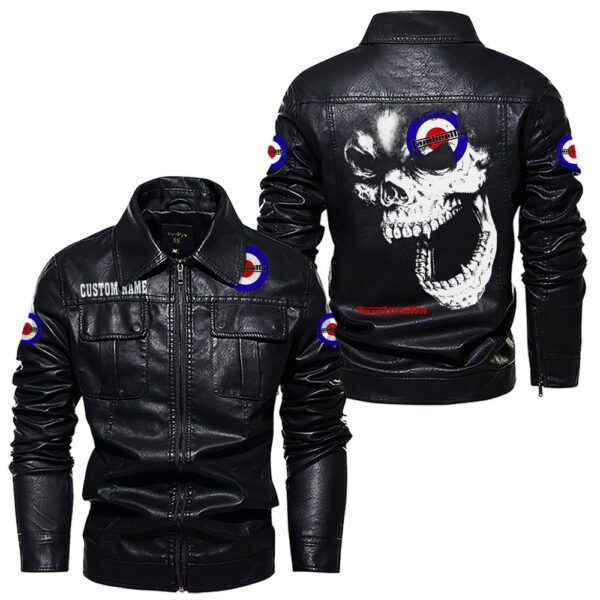 Custom Name Lambretta Skull Skull Leather Jacket - Personalized Logo Car Motorcycle Model - Image 7