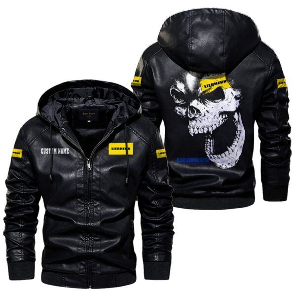 Custom Name Liebherr Skull Skull Leather Jacket - Personalized Logo Car Motorcycle Model - Image 5
