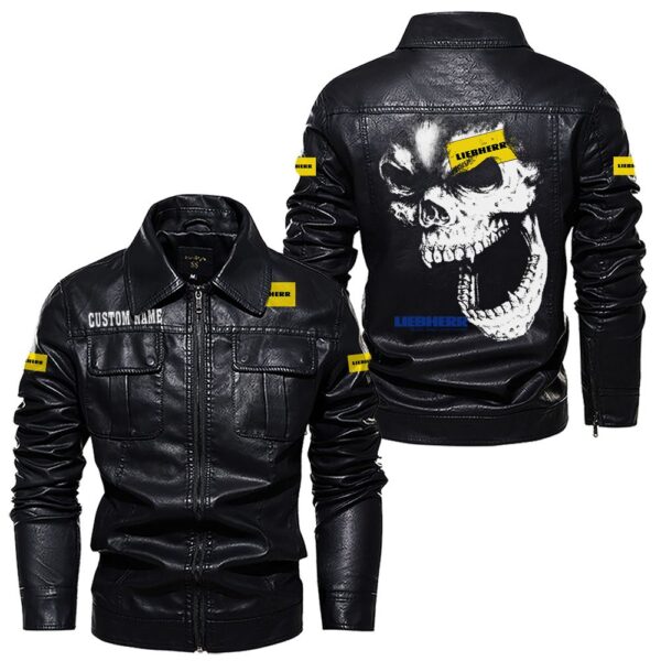 Custom Name Liebherr Skull Skull Leather Jacket - Personalized Logo Car Motorcycle Model - Image 7