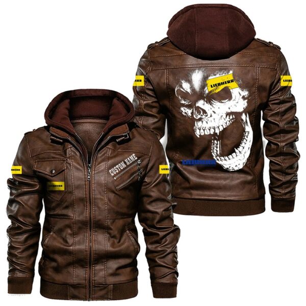 Custom Name Liebherr Skull Skull Leather Jacket - Personalized Logo Car Motorcycle Model - Image 2