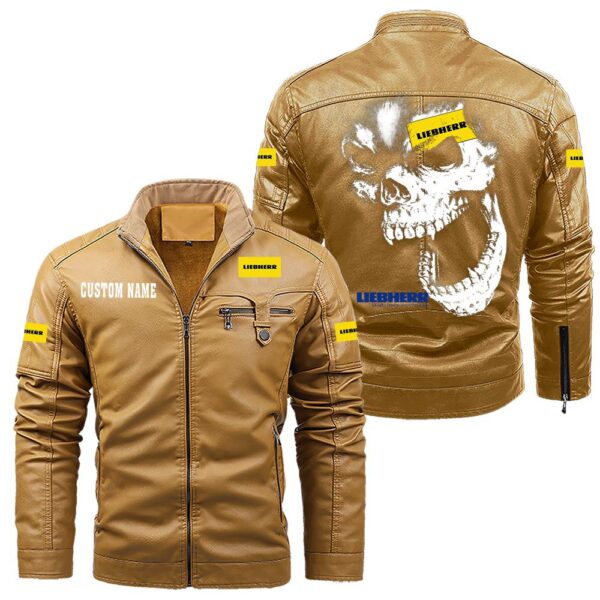 Custom Name Liebherr Skull Skull Leather Jacket - Personalized Logo Car Motorcycle Model - Image 10