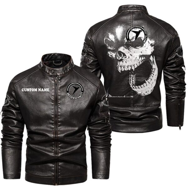 Custom Name Messerschmitt Skull Skull Leather Jacket - Personalized Logo Car Motorcycle Model - Image 3