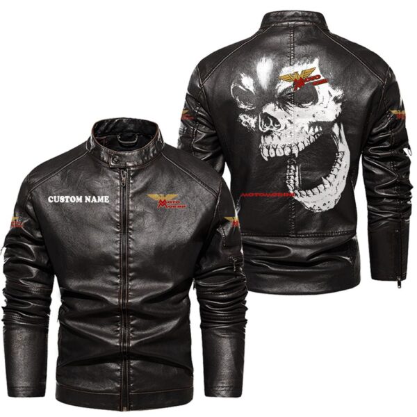 Custom Name Moto Morini Skull Skull Leather Jacket - Personalized Logo Car Motorcycle Model - Image 3
