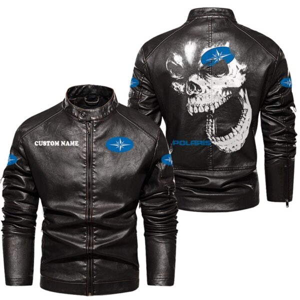 Custom Name Polaris Skull Leather Jacket - Personalized Logo Car Motorcycle Model - Image 3