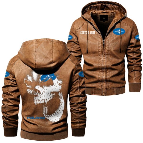 Custom Name Polaris Skull Leather Jacket - Personalized Logo Car Motorcycle Model - Image 6