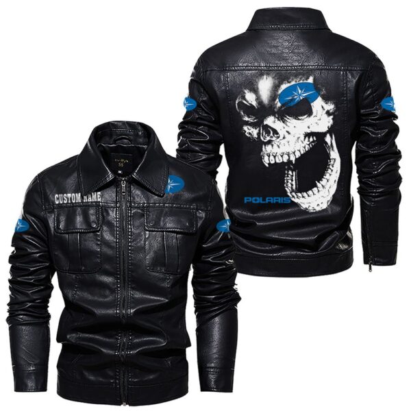 Custom Name Polaris Skull Leather Jacket - Personalized Logo Car Motorcycle Model - Image 7