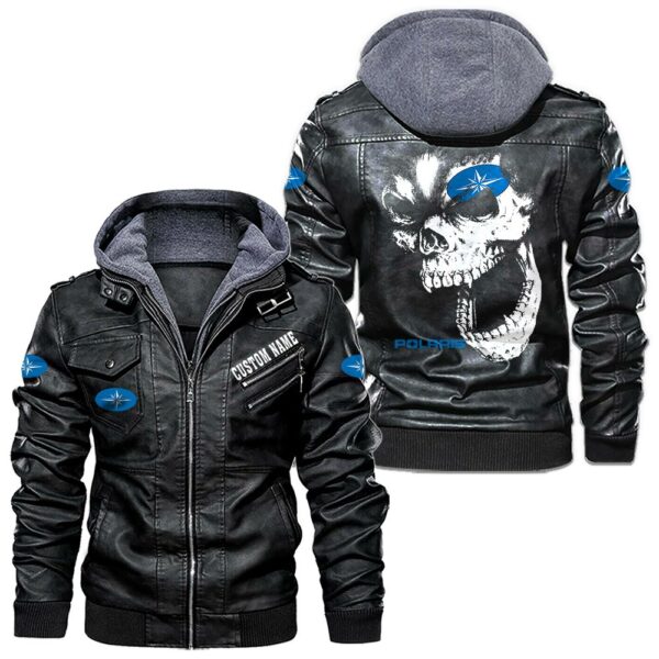 Custom Name Polaris Skull Leather Jacket - Personalized Logo Car Motorcycle Model