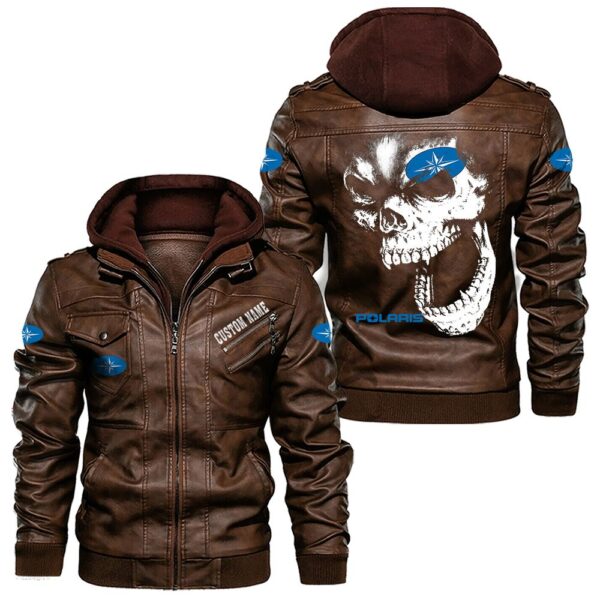 Custom Name Polaris Skull Leather Jacket - Personalized Logo Car Motorcycle Model - Image 2