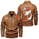 Custom Name Royal Enfield Skull Leather Jacket - Personalized Logo Car Motorcycle Model