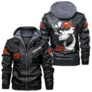 Custom Name Royal Enfield Skull Leather Jacket - Personalized Logo Car Motorcycle Model