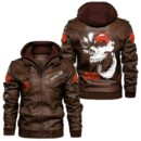 Custom Name Royal Enfield Skull Leather Jacket - Personalized Logo Car Motorcycle Model