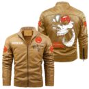 Custom Name Royal Enfield Skull Leather Jacket - Personalized Logo Car Motorcycle Model