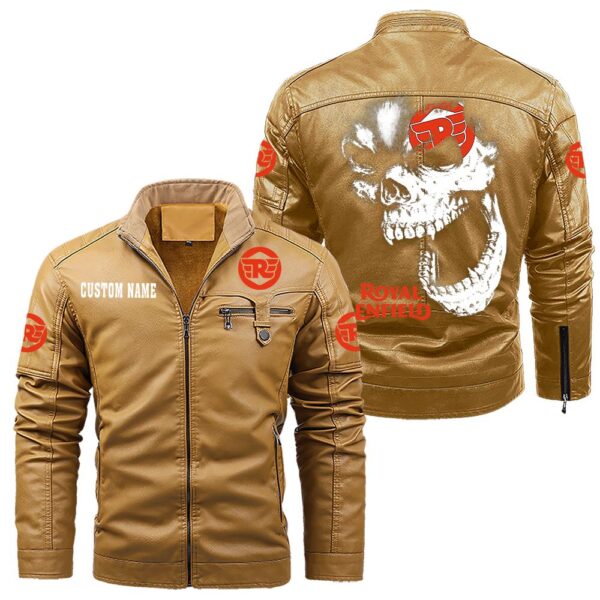Custom Name Royal Enfield Skull Leather Jacket - Personalized Logo Car Motorcycle Model - Image 10