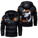 Custom Name Royal Enfield Skull Leather Jacket - Personalized Logo Car Motorcycle Model