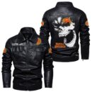 Custom Name Royal Enfield Skull Leather Jacket - Personalized Logo Car Motorcycle Model