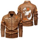 Custom Name Royal Enfield Skull Leather Jacket - Personalized Logo Car Motorcycle Model