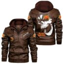 Custom Name Royal Enfield Skull Leather Jacket - Personalized Logo Car Motorcycle Model