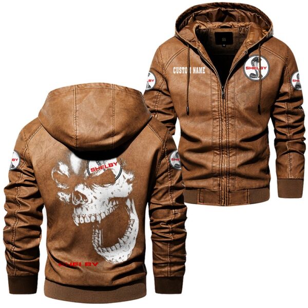 Custom Name Shelby Skull Leather Jacket - Personalized Logo Car Motorcycle Model - Image 6