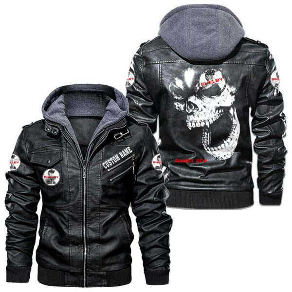 Custom Name Shelby Skull Leather Jacket - Personalized Logo Car Motorcycle Model