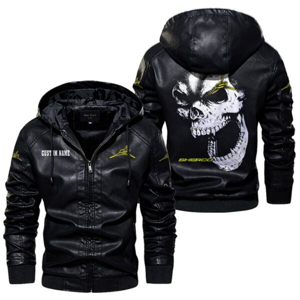 Custom Name Sherco Skull Leather Jacket - Personalized Logo Car Motorcycle Model - Image 5