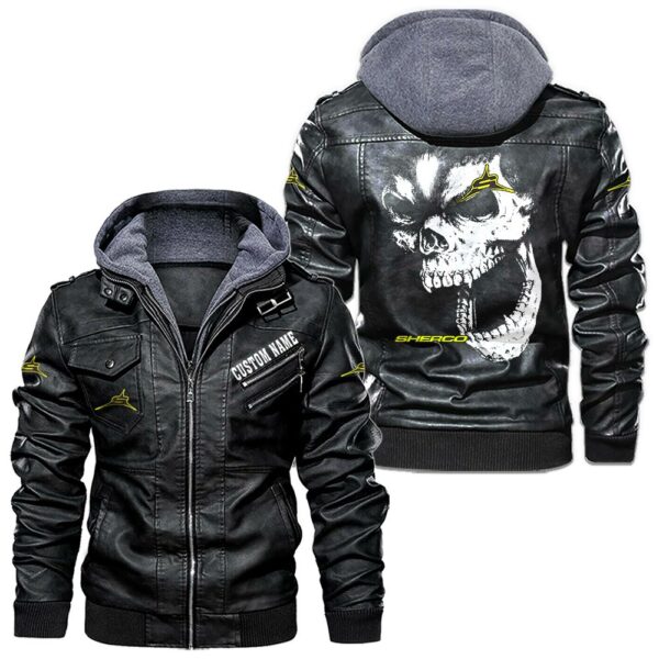 Custom Name Sherco Skull Leather Jacket - Personalized Logo Car Motorcycle Model