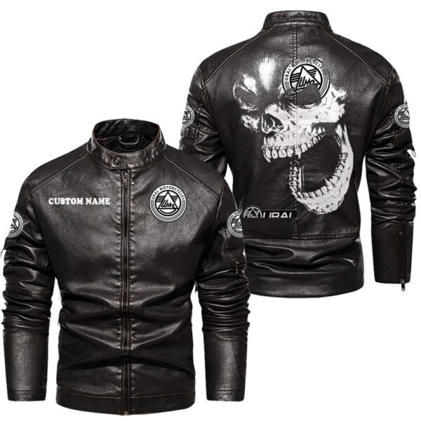 Custom Name Ural Motorcycles Skull Leather Jacket - Personalized Logo Car Motorcycle Model - Image 3