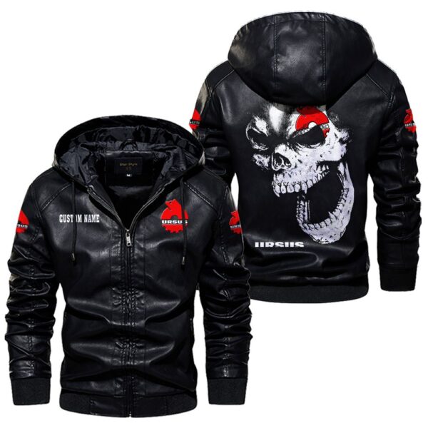 Custom Name Ursus Skull Leather Jacket - Personalized Logo Car Motorcycle Model - Image 5